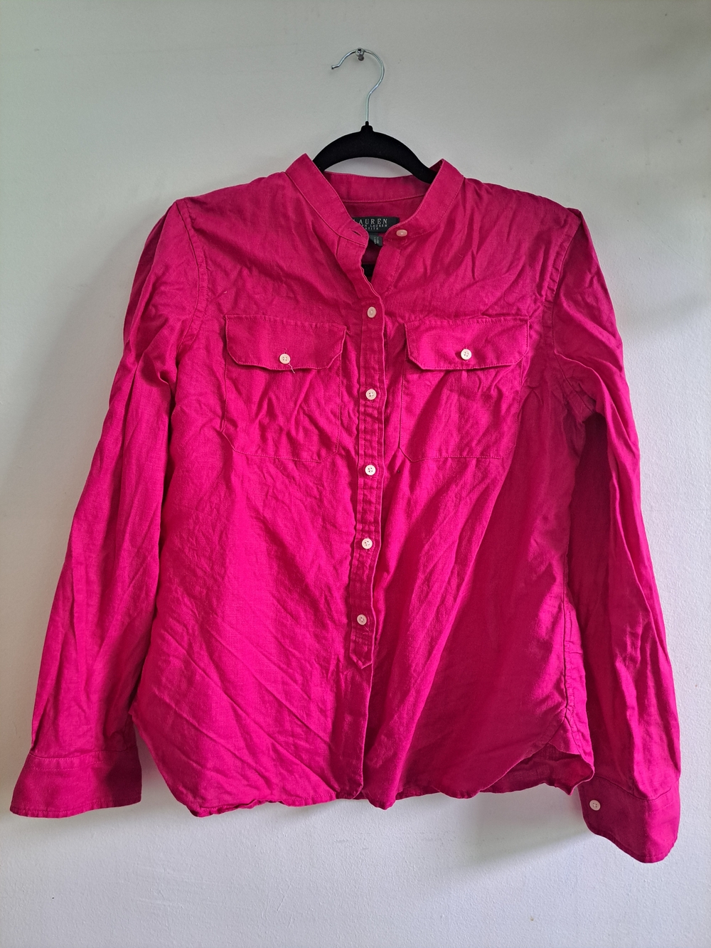 Lauren Ralph Lauren Petite 100% Linen Shirt – Pink Button-Up